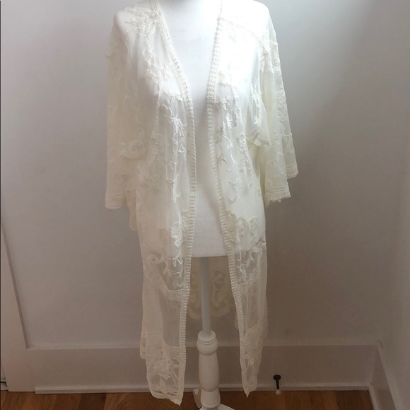 NWT Rachel Parcell Ivory Lace Kimono - Picture 1 of 8